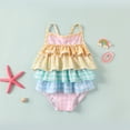 thumbnail image 2 of Wuxian Swimsuit Cute Bow Spaghetti Strap Ruffled Bodysuit Onesize Fashion Fruit Print Beachwear With Hat Popular Swimsuit,Multicolour2,2-3 Years, 2 of 4
