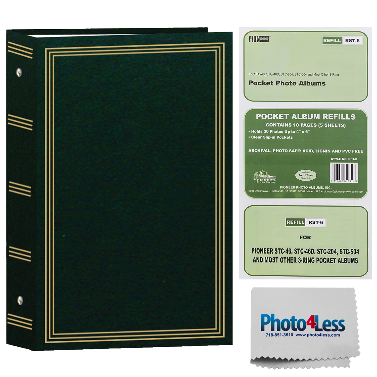 Pioneer Photo Albums 204-Pocket Post Bound Leatherette Cover Photo Album for 4 by 6-Inch Prints Navy Blue 