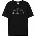 thumbnail image 2 of 100% Cotton Women Graphic T-Shirt, Lines Cat Minimalism Classic-Fit Short Sleeve Crewneck Tees Summer Tops Black L, 2 of 5
