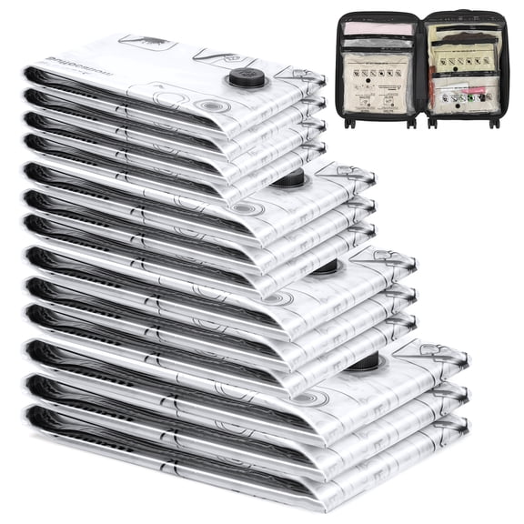 Cubepoint 13 Bags Thick Vacuum Storage Bags, Reusable 3 Jumbo 3 Large 3 Medium 4 Small Vacuum Seal Bags, Travel Vacuum Bags for Clothing, Comforters, Blankets