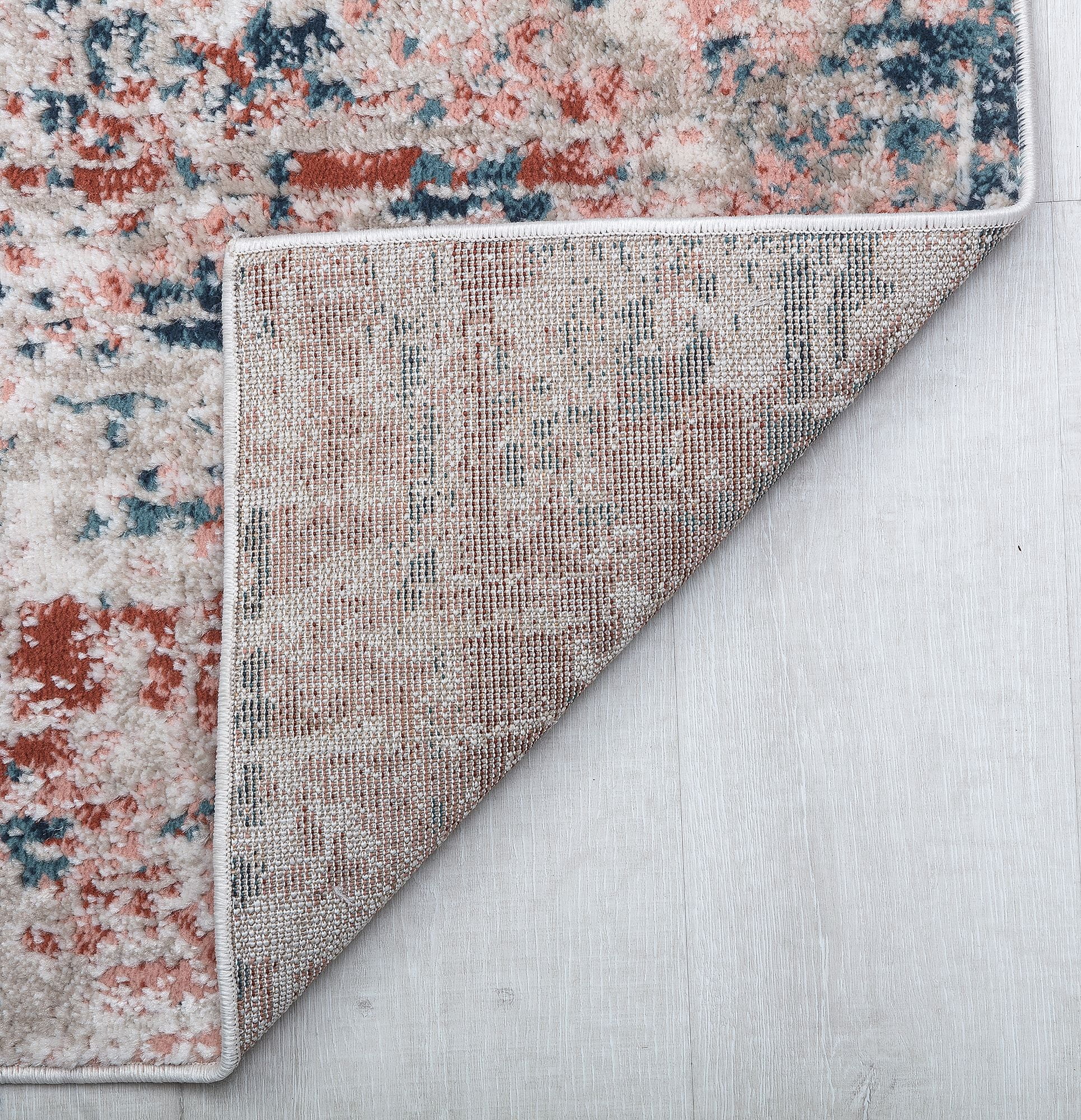 Cora CL65A Blue Mist Transitional Vintage Rust Area Rug, 2'6" x 8'