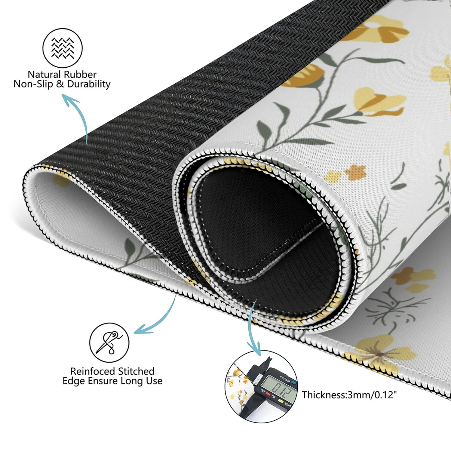 Floral Non-Slip Rubber Mat for Game Tables 31.5 Inch Square Perfect for Mahjong Game Nights Also Great for Playing Cards