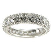 Plutus kkr6020 925 Sterling Silver Rhodium Finish Brilliant Eternity Pave Wedding Band Size 5