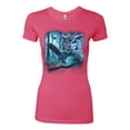 thumbnail image 2 of Owl Flying at Nihght In Front of the Moon Animal Lover Womens Slim Fit Junior Tee, Hot Pink, X-Large, 2 of 3