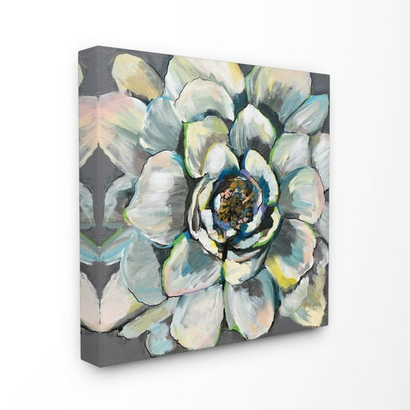 Stupell Industries Flower Bloom Neutral White Yellow Blue Petal Painting Canvas Wall Art, 17 x 17, byJeanette Vertentes