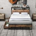 thumbnail image 2 of Costway Full Industrial Platform Bed Frame with Drawer Storage Headboard Charging Station, 2 of 9