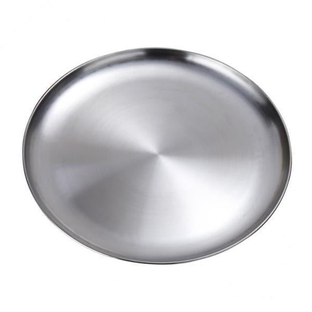 Plato Plano De Acero Inoxidable, Plato Grueso Con Doble Aislamiento Para Barbacoa, 14cm, 5x