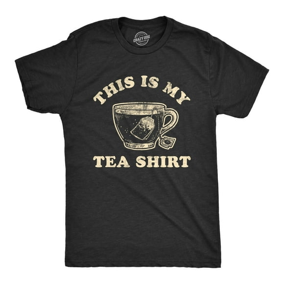 Mens This Is My Tea Shirt T Shirt Funny Cup Of Tea Sarcastic Wordplay Graphic Novelty Tee (Heather Black) - L