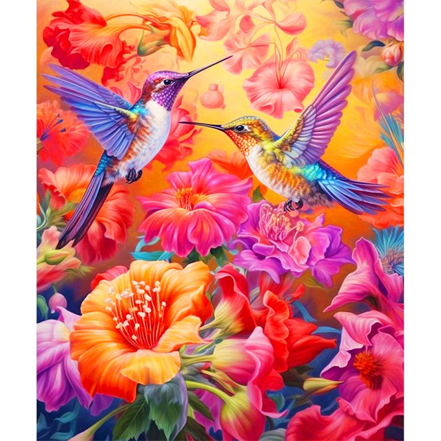 Kit de pintura por números sobre lienzo, arte al óleo artesanal, imagen de colibrí, decoración del hogar, 50x60cm