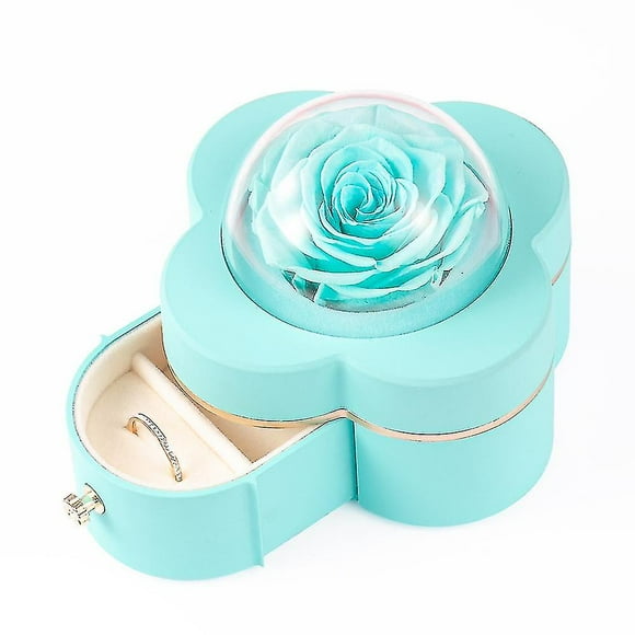 Four-leaf Clover Preserved Flower Flower Box(tf Green)