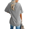 thumbnail image 2 of Remikst Women's Oversized T Shirts Half Sleeve Casual Loose V Neck Tees Comfy Cozy Cotton Tunic Tops, 2 of 5