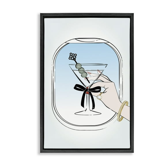 Stupell Industries First Class Cocktail Food & Beverage Painting Black Floater Framed Art Print Wall Art, 17 x 25