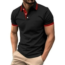 Mens Polo Shirts Short Sleeve Quarter Zip Print Casual Vintage Classic Golf Shirt Athletic Fit Summer Outdoor Casual Golf Shirts,Black,M