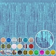 thumbnail image 5 of PMU Metallic Fringe Curtains | Metallic Foil Fringe Backdrop Curtains | Fringe Backdrop for Graduation, Birthday Party Decorations, Baby Shower, Disco Party |Laser Blue, 3ft x 8ft (1/Pkg) Pkg/1, 5 of 6