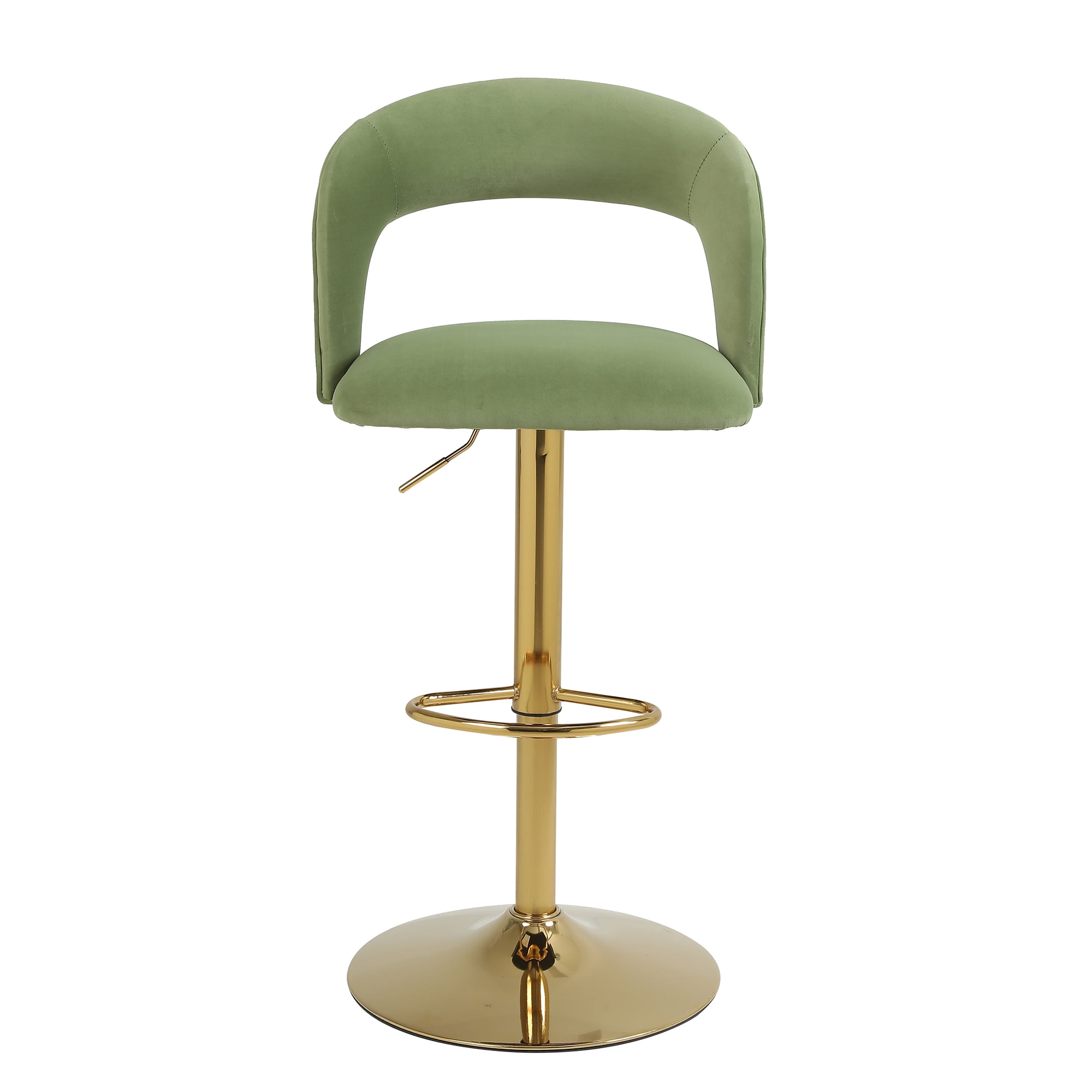Kadyn Adjustable Tufted Swivel Bar Stool with Back& Footrest for Home, Avocado, Set of 2