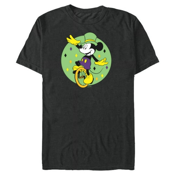 Disney Mickey Mouse Unicycle Mardi Gras Carnival Holiday - Short Sleeve Blended T-Shirt for Adults - Customized-Dark Heather