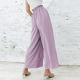 thumbnail image 3 of Aoochasliy Linen Pants for Women Wide Leg Pants High Waisted Drawstring Flowy Crop Trousers with Pockets Deals of the Day, 3 of 7