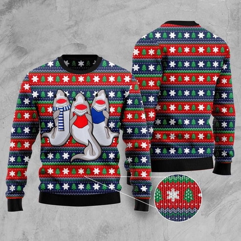 Carolling Sharks 3D Christmas Sweater, Funny Xmas Sweater, Sweater Xmas