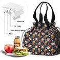 thumbnail image 4 of Pioneer Flower Floral Print Pattern Drawstring Lunch Bag Women - Drawstring Lunch Bag Insulated for Work Office - Stain-Resistant Large Lunchbags for Women with Multi-Pockets, 4 of 6