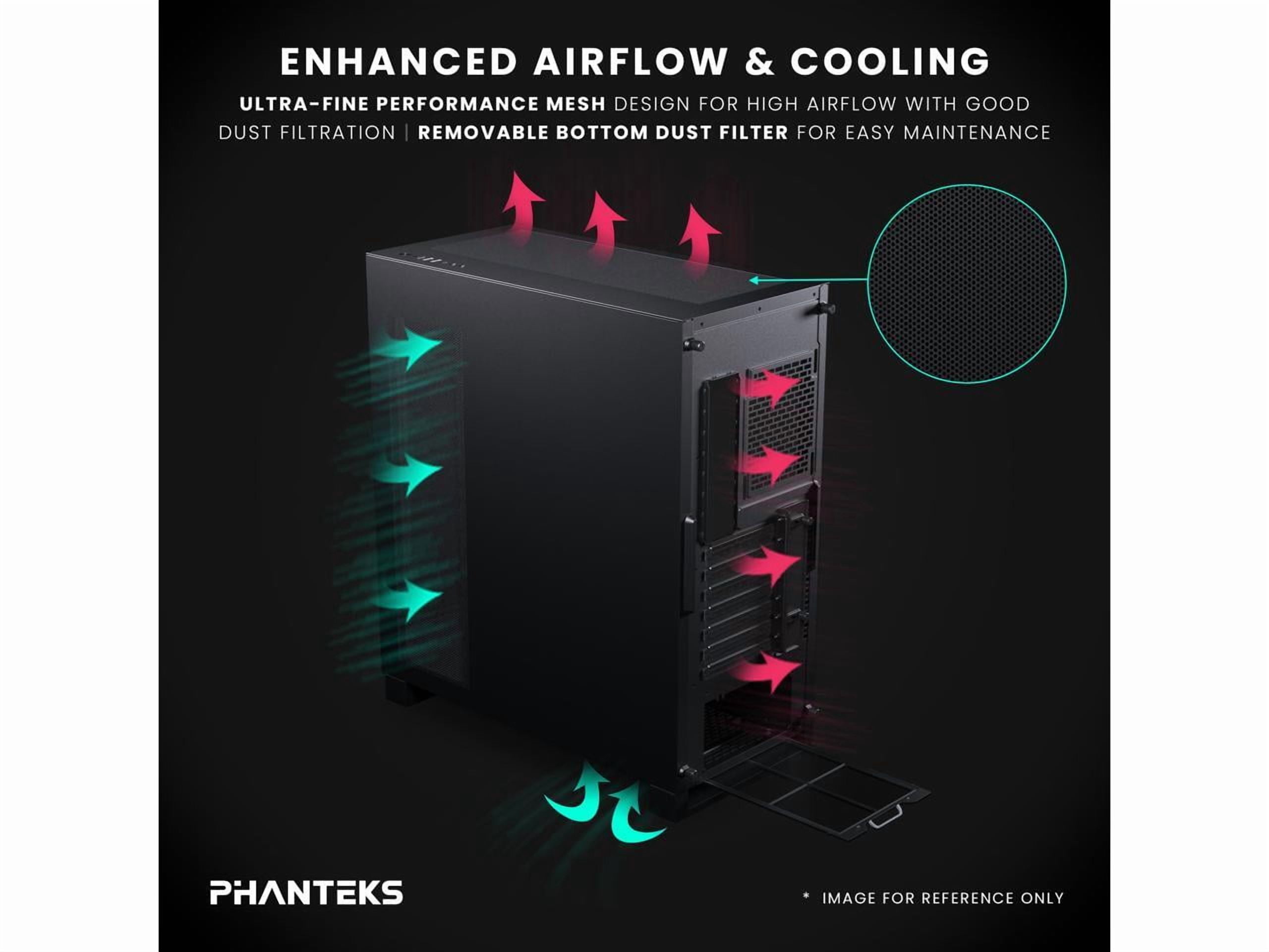 Phanteks NV5S, Showcase Mid-Tower ATX Chassis, High Airflow Performance, Integrated D/A-RGB Lighting, Seamless Tempered Glass Design, 7 Fan Positions, Black