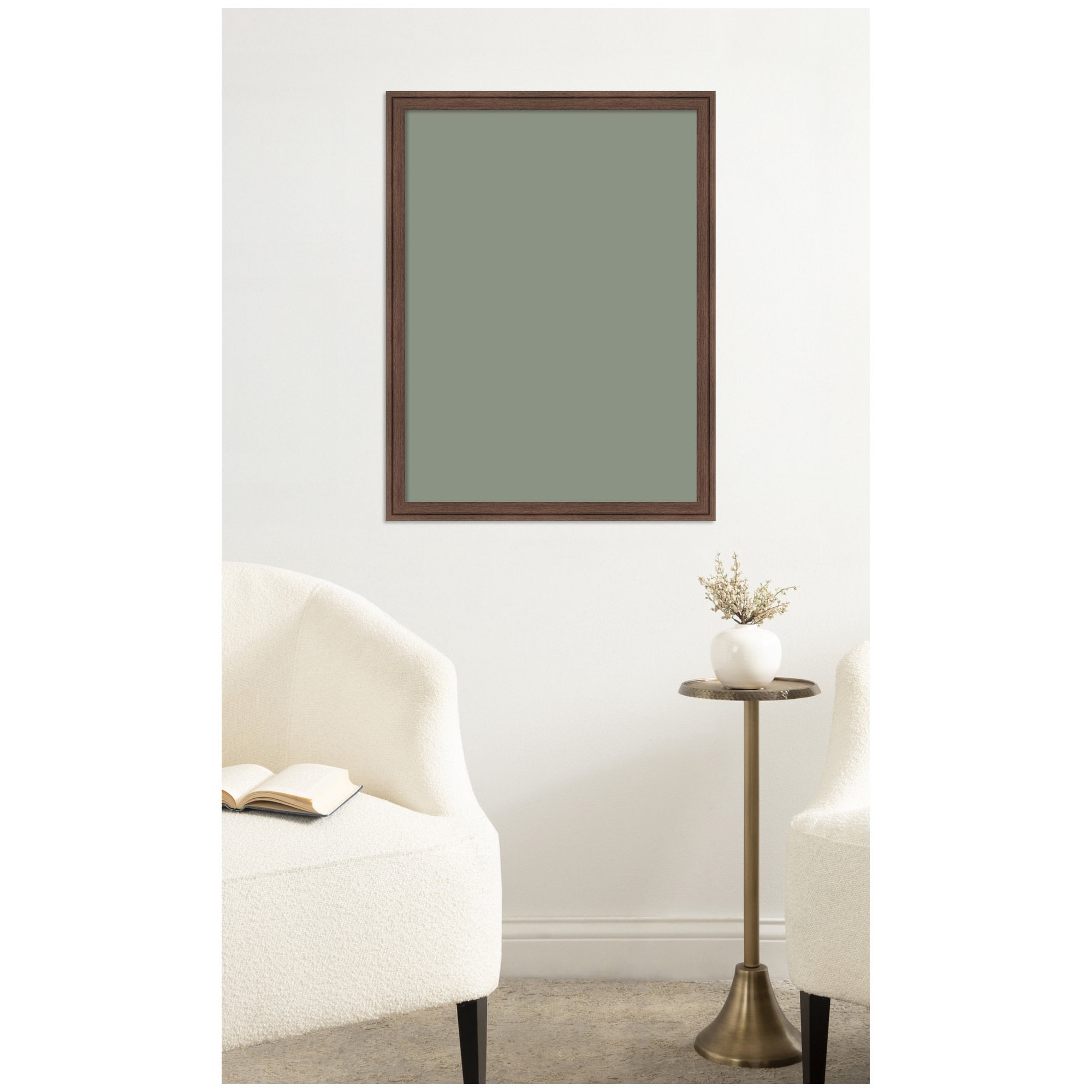 Kate and Laurel Framed Fabric Pinboard 20 x 26,  Printed Linen Classic Bulletin Board for Use as a Vision Board or Wall Organization, Florence Medium Brown Frame