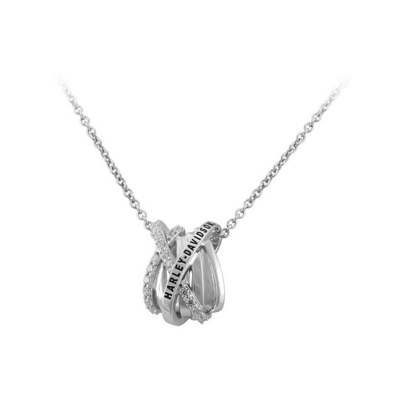 Harley-Davidson Women's Twisted Bling H-D Crystal Necklace - Sterling Silver, Harley Davidson