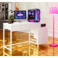 thumbnail image 4 of Industrial Computer Desk With 5 Drawers - Reversible File Cabinet Printer Stand, Rustic Home Office Writing Desk With Storage, Small Space PC Workstation (White), 4 of 7