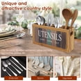 thumbnail image 3 of Tzdxfgl Wood Kitchen Utensil Holder for Countertop, 12" Extra Large Silverware Organizer with 4 Compartments, Brown, 3 of 12