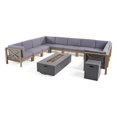 thumbnail image 1 of Noble House Brava 12 Piece Outdoor Acacia Wood Sectional Sofa Set in Gray, 1 of 23