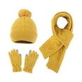 thumbnail image 1 of GDREDA Winter Knitted Three Piece Set Fashionable Wool Blend Scarf Hat and Gloves Accessories for Cold Weather Yellow,One Size, 1 of 8