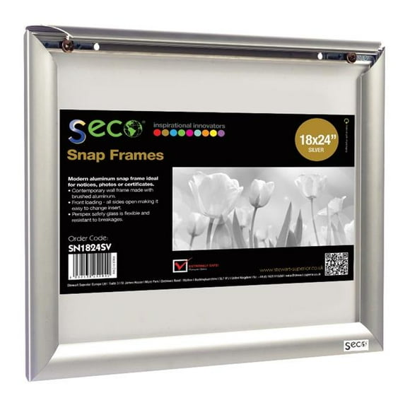 Seco 18 x 24 in. Front Load Easy Open Snap Poster-Picture Silver Anodized Aluminum Frame