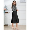 thumbnail image 6 of IDOPIP Womens Long Sleeve Striped Midi Dresses 2024 Square Neck Ribbed Knit Pleated A Line Sweater Dress, 6 of 8