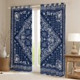 thumbnail image 2 of Manfei Exotic Style Flowers Blackout Curtains Set of 2 (52x84 Each),Rustic Damask Floral Window Curtains,Deepblue White Curtains and Drapes For Kids,Ultra Soft Home Decor, 2 of 6