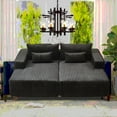 thumbnail image 3 of Modern Plush Fabric 87" Oversized Sectional Lounge Chaise with Reclining Sofa Bed for Indoor Spaces, 3 of 18