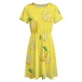 thumbnail image 4 of Lemons on Yellow Dress Summer Street Style Dresses Female Short Sleeve Printed Sundress, 4 of 7