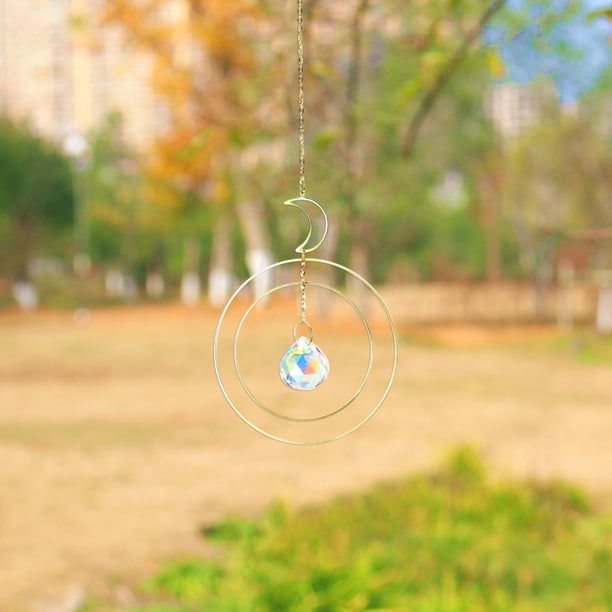 Moon Ring Rainbow Maker Crystal Hanging Pendant Light Catcher Garden Decor Ndcxsfigh Nuevos Originales