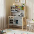 thumbnail image 2 of Costway Kids Kitchen Playset Wooden Pretend Play Chef Toy with Microwave & Accessories Gray, 2 of 7