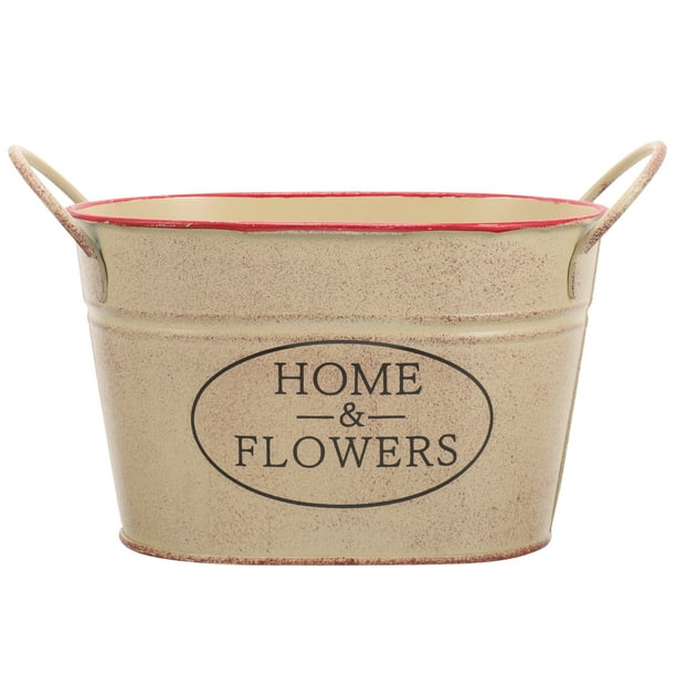 Cubo de flores de metal Cubo de flores decorativo Cubo de flores ovalado Cubo de flores vintage
