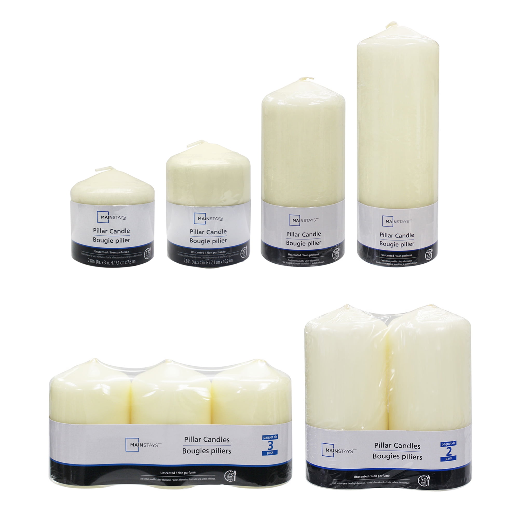 Mainstays Unscented Ivory Pillar Candle