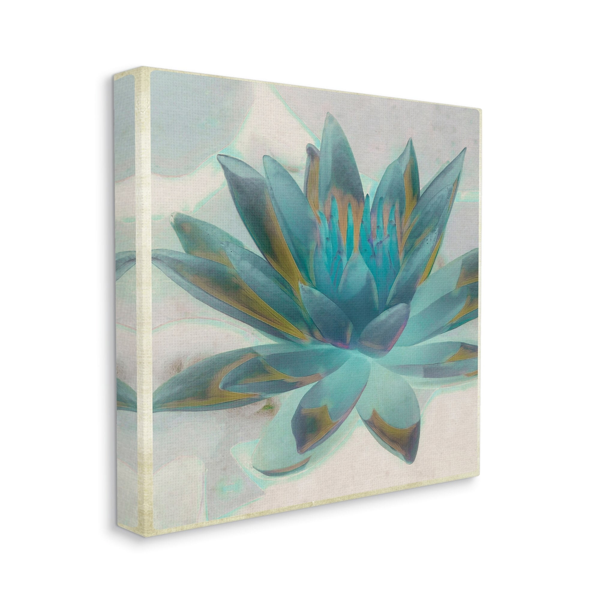 Stupell Industries Blue Lotus Flower Petals Abstract Nature Plant Painting Gallery Wrapped Canvas Print Wall Art, Design by Graffitee Studios