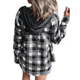 thumbnail image 4 of TWY Women Plaid Print Shirt Button Hoodie Pockets Outwear, 4 of 4