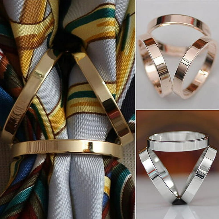 Scarf Buckle Scarf 3 Ring Luxury Silk Scarf Rings with Butterfly Women's  Shawl Scarves Buckle 100 Copper with Gold Plating Pin