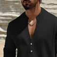 thumbnail image 5 of biudgviw Men's Linen Shirts Casual Button V Neck Long Sleeve Tops Lightweight Loose Vacation Beach T-Shirts Spring Summer Clothes, 5 of 6