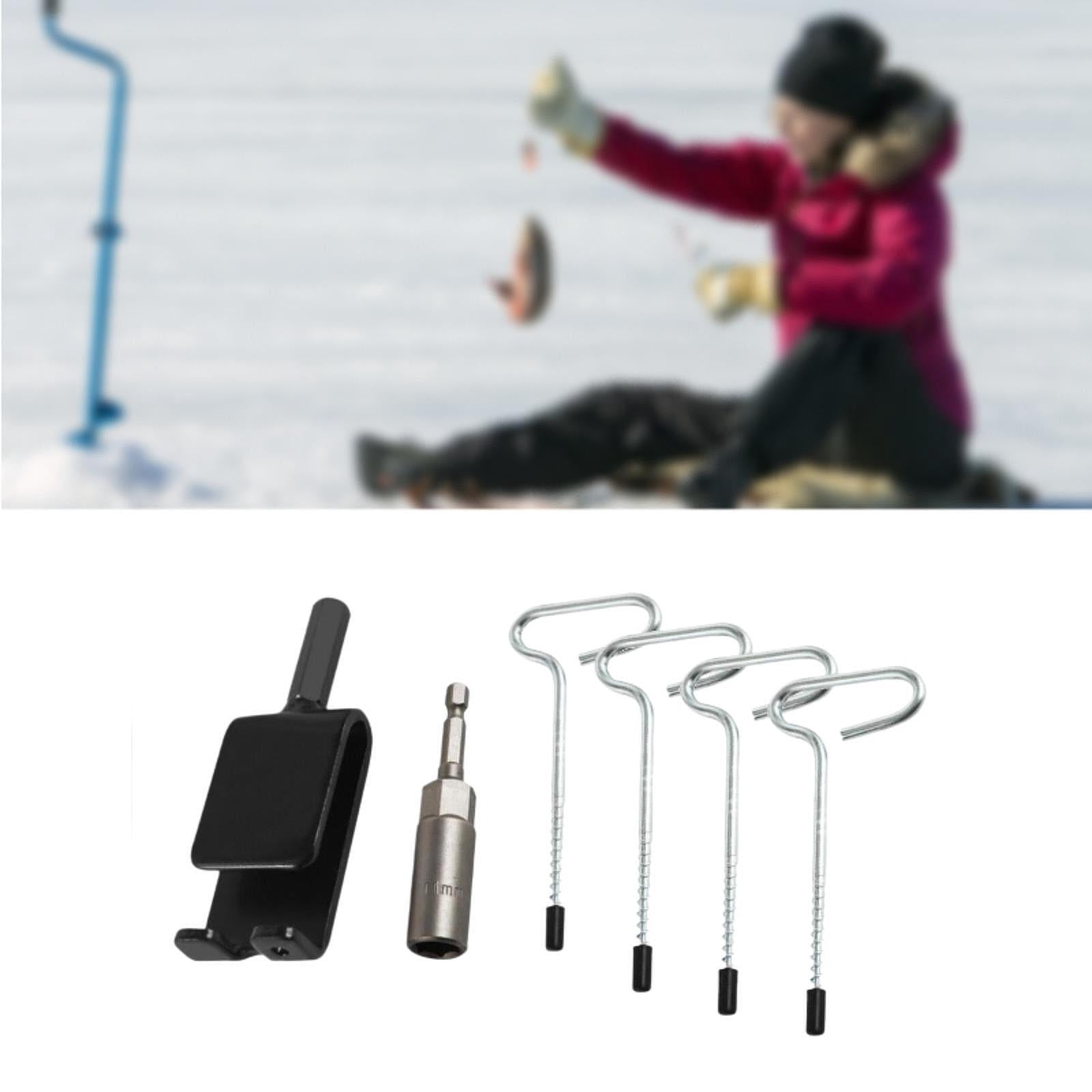 harayaa 4 Pieces Ice Fishing Anchors Ice Fishing Tent Stakes Ice Anchor Tool Ice Shelter