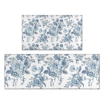 Pioneer Flower Floral Print Pattern Kitchen Rugs Sets Of 2,Anti Fatigue Kitchen Mat Rugs Non Slip Washable,Decorative Kitchen Floor Mats for Kitchen,Sink,Laundry,17"x30" 17"x47"