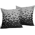 thumbnail image 2 of Halloween Bat Pillow Covers 20x20 Set of 2 Grey Scary Pattern Print Halloween Decorations Decorative Throw Pillows Outdoor Holiday Farmhouse Pillowcase Linen Cushion Cover Decor for Sofa Couch Bed, 2 of 6