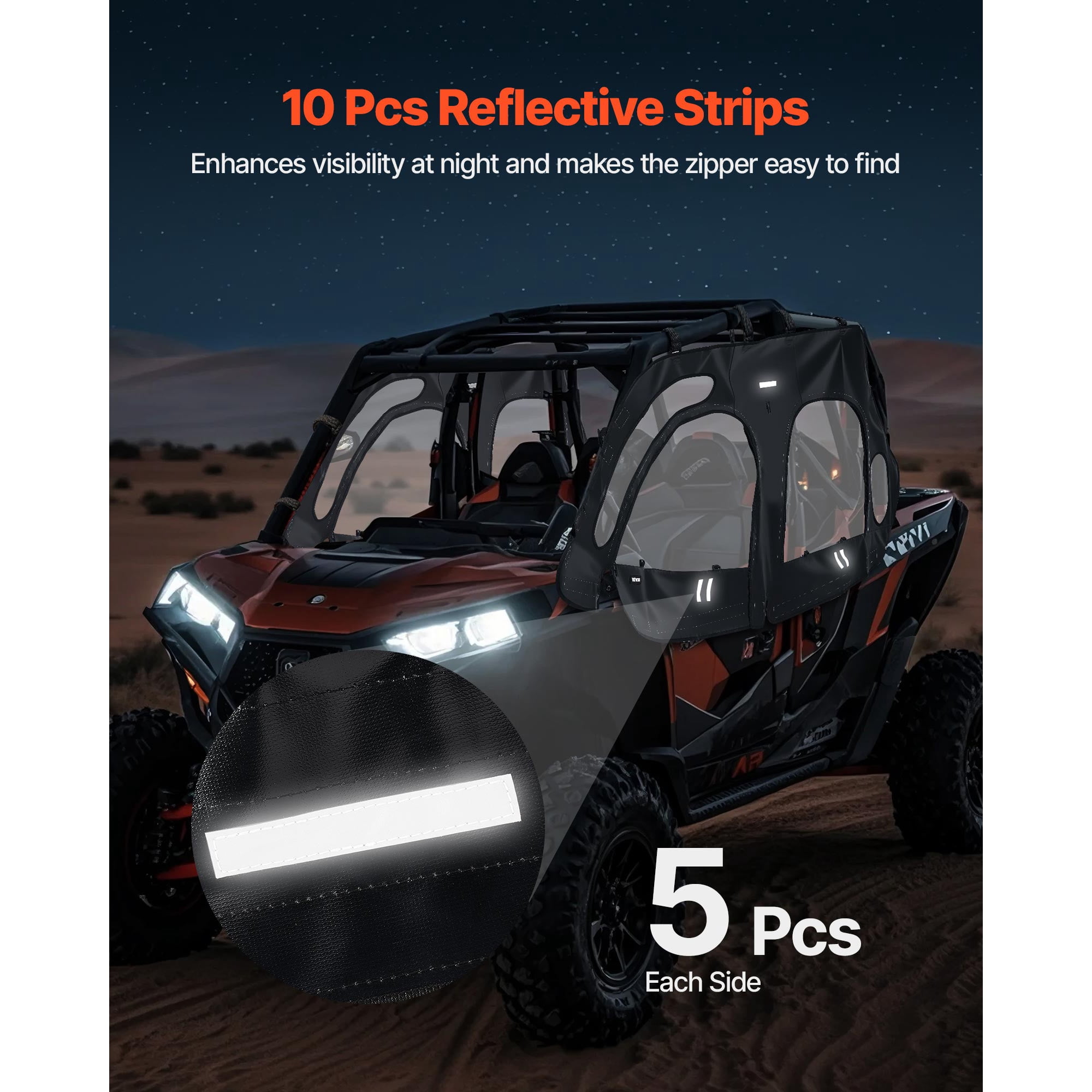 KFFKFF Cab Enclosure Upper Doors, Compatible with Polaris RZR XP4 1000/Turbo 2014-2023, Soft Upper Doors, Windproof Zipper UTV Side Window Kit, Designed for Use with Side Mirrors and Windshields