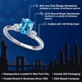 thumbnail image 2 of Gem Stone King 14K White Gold Swiss Blue Topaz and Moissanite Engagement Ring for Women | 1.70 Cttw | Oval 8X6MM | Gemstone November Birthstone | Size 9, 2 of 6
