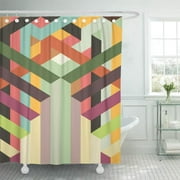 PKNMT Line Vintage Pattern Design Border Color Guide Abstract Abstract Nouveau Nouveau Bathroom Shower Curtain 66x72 inch