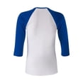 thumbnail image 3 of Ladies' Baby Rib 3/4-Sleeve Contrast Raglan T-Shirt - WHITE/ TR ROYAL - S, 3 of 3